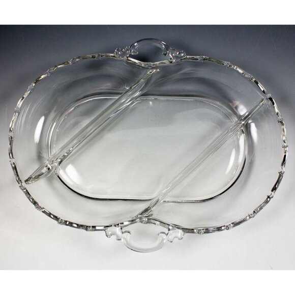 Fostoria Century Pressed  Glass 11" 3-Part Oval Relish Dish Clear Pattern #2630 - Picture 1 of 5